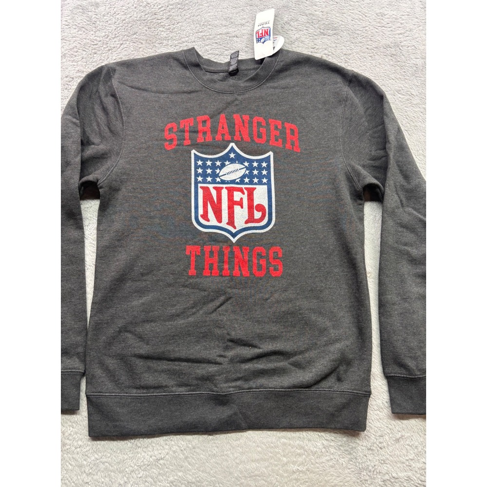 NFL Team Apparel Stranger Things Sweatshirt Mens Small Charcoal Grey Eleven 11
